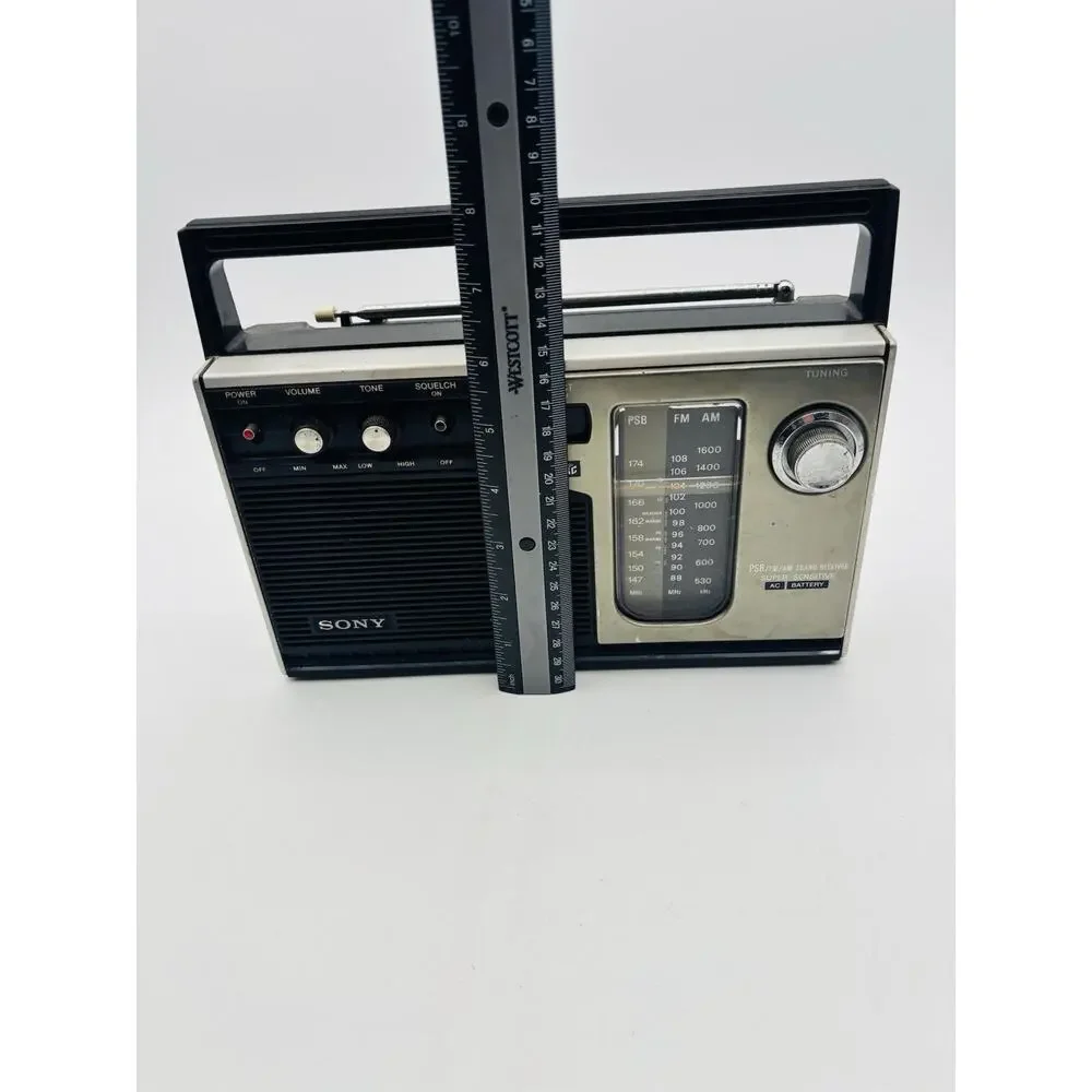 Vintage Sony ICF-7370W PSB FM AM 3 Band Portable Radio Tested Works